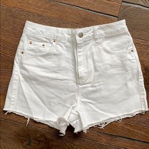 NWT Topshop High Waist Mom White Denim Shorts